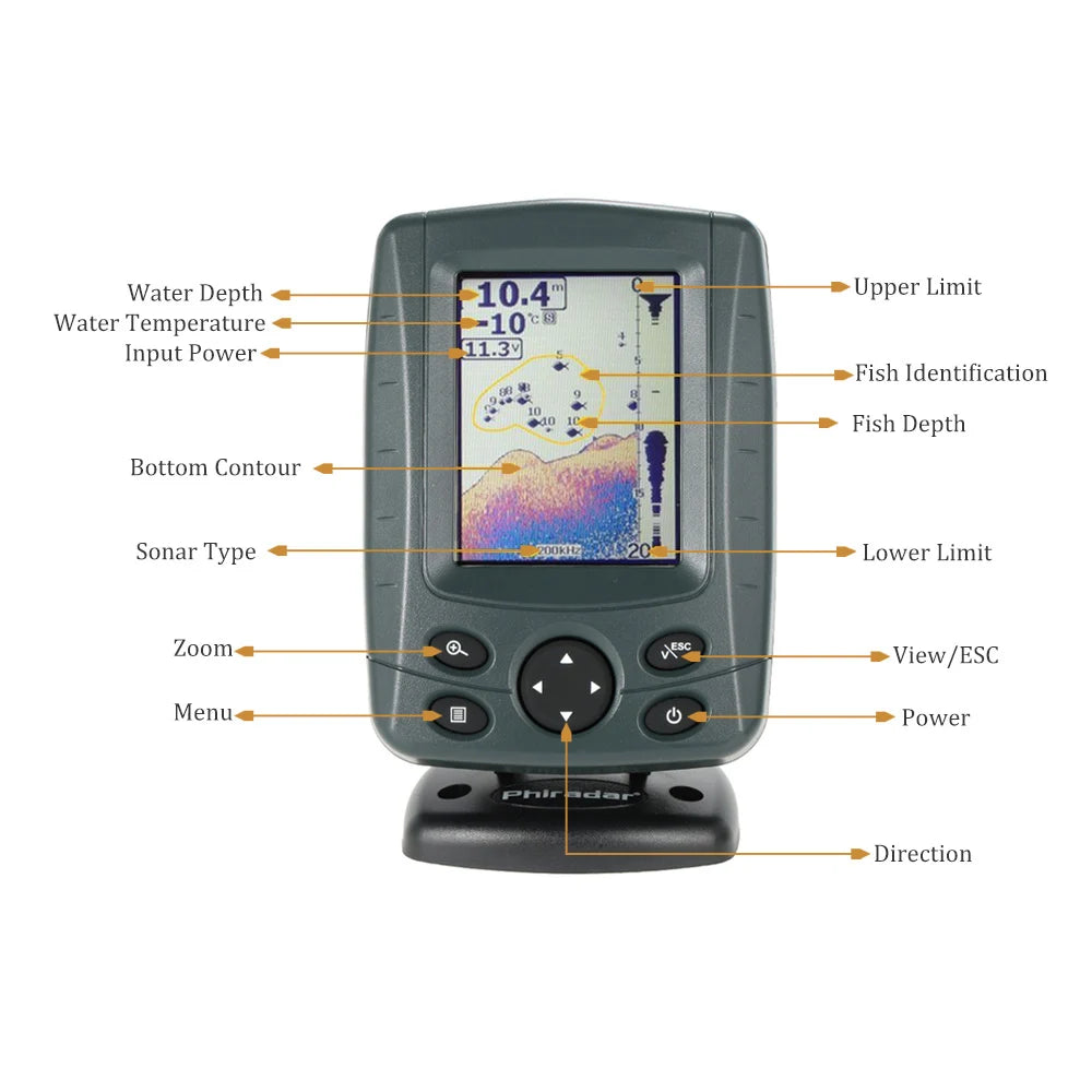 Portable 3.5" LCD Fish Finder with Sonar Sensor and Depth Locator for Outdoor Fishing