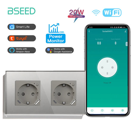 BSEED Smart Wifi Wall Socket 157mm Gray / EU