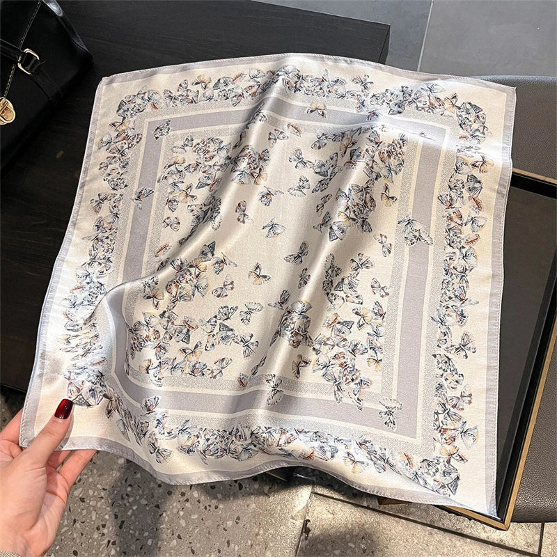 RUNMEIF Luxury 100% Silk Scarf &ndash; Elegant Horse Print Design