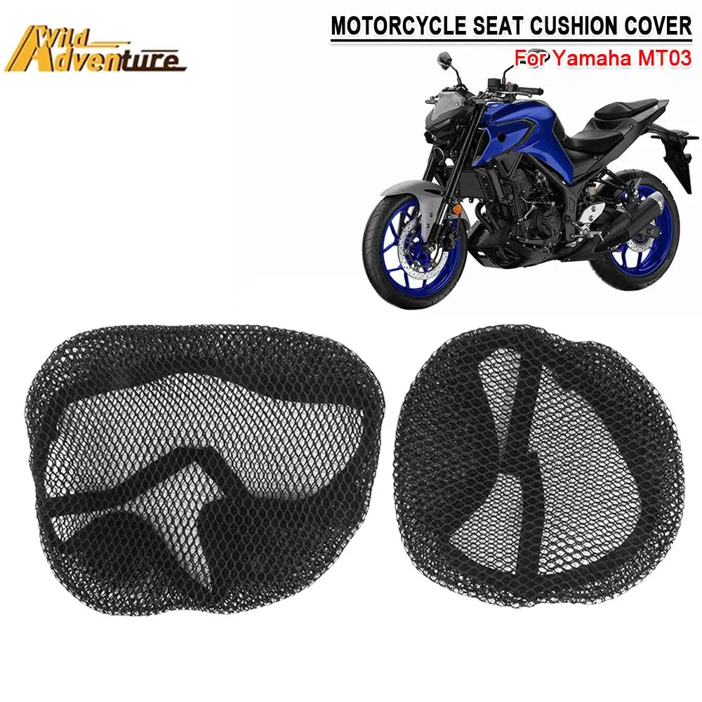 For Yamaha MT03 MT-03 3D Mesh Motorcycle Seat Cover Breathable Scooter Seat Pad With AntiSlip Mesh Summer Design Protection by InterCyprus Trading Ltd