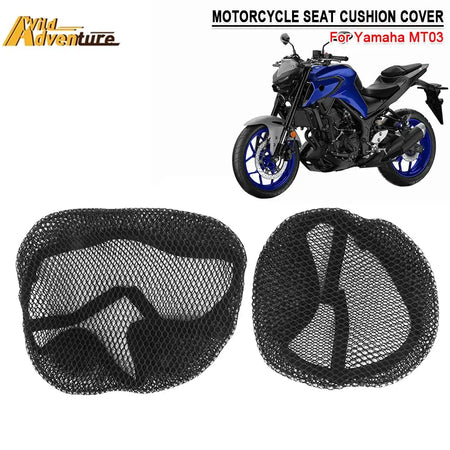 For Yamaha MT03 MT-03 3D Mesh Motorcycle Seat Cover Breathable Scooter Seat Pad With AntiSlip Mesh Summer Design Protection by InterCyprus Trading Ltd
