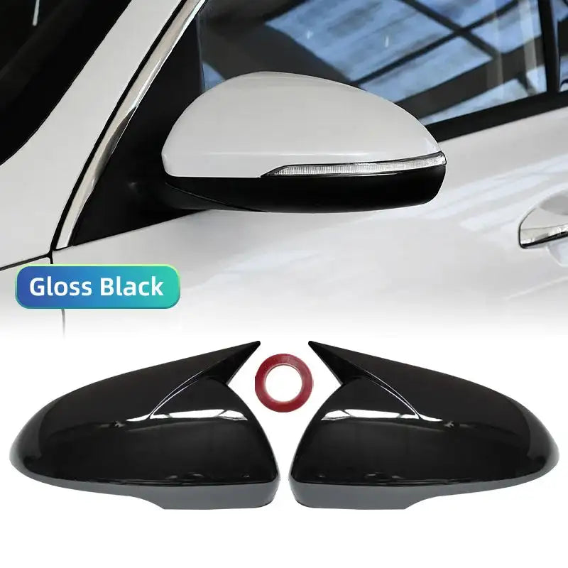 For Kia Optima K5 2016-2020 Car Sticker Rearview Side Mirror Cover Wing Cap Exterior Door Rear View Case Trim Carbon Fiber Look Gloss Black