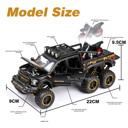 1/28 Raptor F150 &amp; G63 Alloy Diecast Monster Truck Model Toy