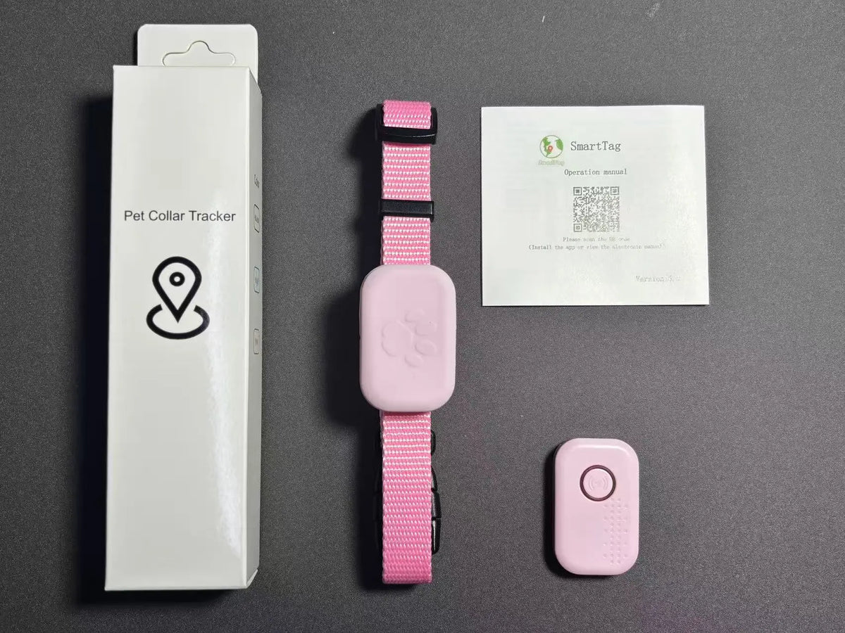 Cat Tracker GPS Collar &ndash; No Monthly Fees, iOS Android pink