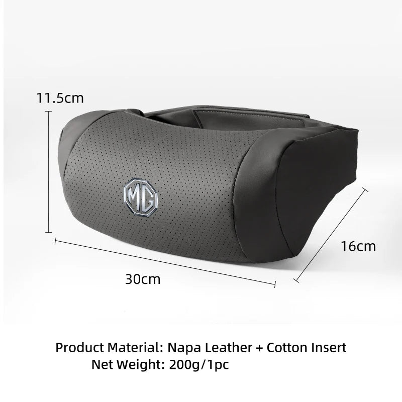 Breathable Leather Neck Support Car Headrest Pillow for Morris Garages MG Models - MG 6, 3, 5, 7, TF, ZR, ZS, HS, GS, GT, Hector, RX5