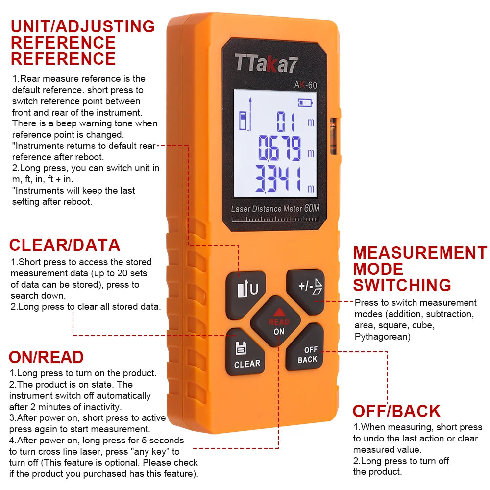 40M-60M Mini Smart Laser Distance Meter &ndash; USB Rechargeable