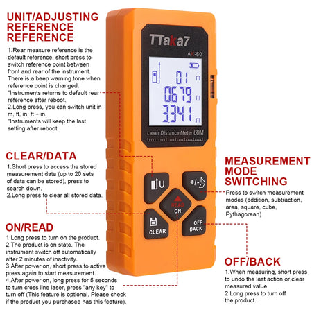 40M-60M Mini Smart Laser Distance Meter &ndash; USB Rechargeable