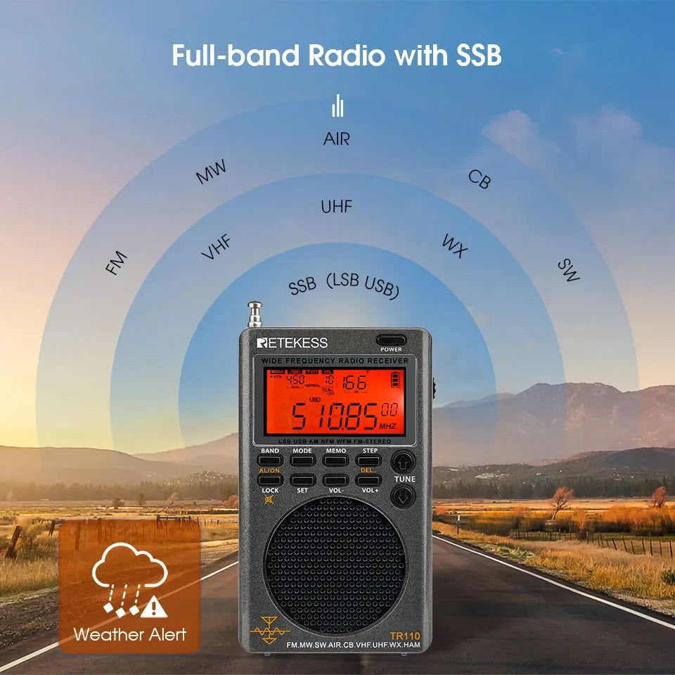 Retekess TR110 Radio - Portable Full Band Receiver with Bluetooth