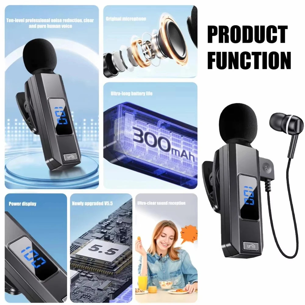 Bluetooth 5.5 Headphones With Collar Mic &ndash; 30h Battery Life