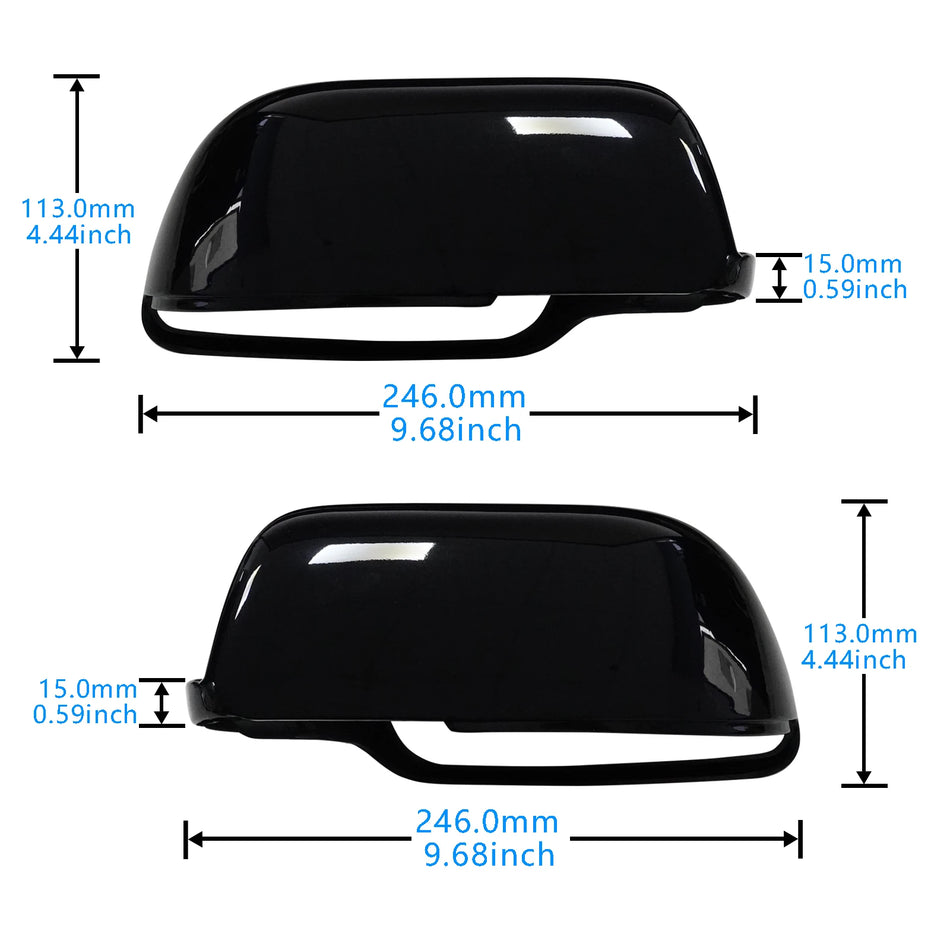 VW Polo 9N 2002-2005 Gloss Black Wing Door Mirror Cover Caps Left and Right