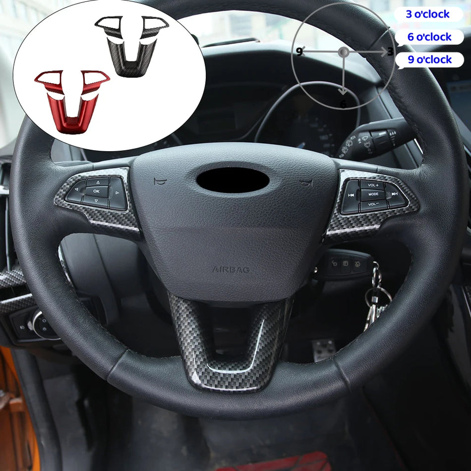 Capa de Moldura do Volante em Cromado para Ford Focus MK3 2015 a 2018 Proteção do Acabamento Interior