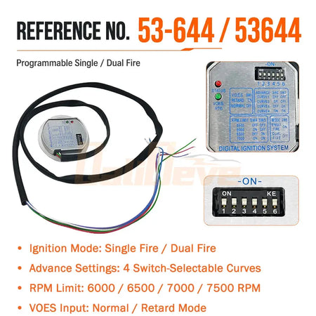 1/5 Pcs 53-644 Programmable Digital Ignition Module Single Dual Fire for Harley Davidson Big Twin Sportster Carbureted EVO 53644 by InterCyprus Trading Ltd