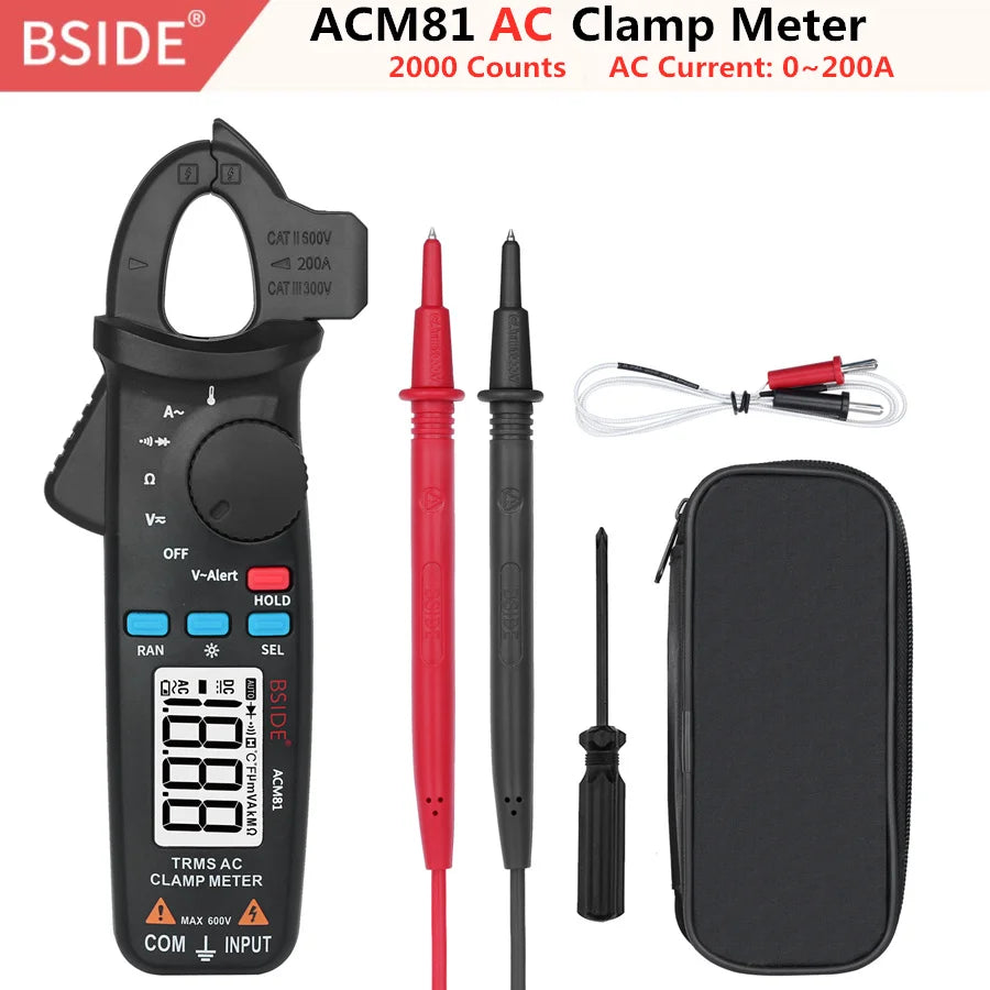 BSIDE ACM81 AC Clamp Meter - True RMS Auto Range Diode Test ACM81-Black / CHINA