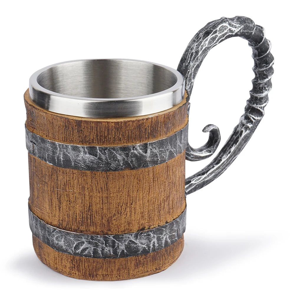 Wooden Barrel Beer Cup Stainless Steel &ndash; Double Wall B / 500ml