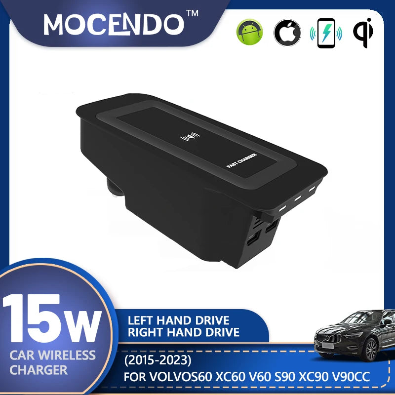 Bezdrátová nabíječka pro auto 15W rychlá pro Volvo S60 XC60 V60 S90 XC90 V90CC