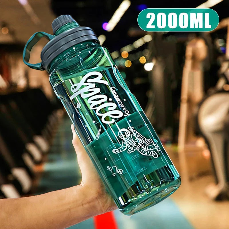 NoEnName_Null 2L 3L Large Capacity Sport Water Bottle &ndash; Eco-Friendly Filter System 2000ML star green