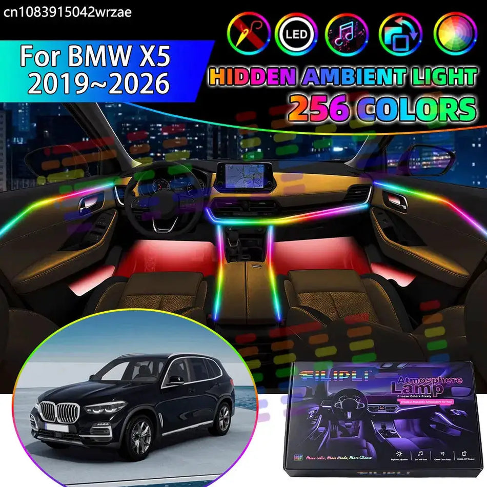 For BMW X5 2019~2026 G05 G18 F95 MK4 RGB Car Interior Ambient Lights Strips Breathing Lighting Kit App Control LED strips Auto by InterCyprus Trading Ltd