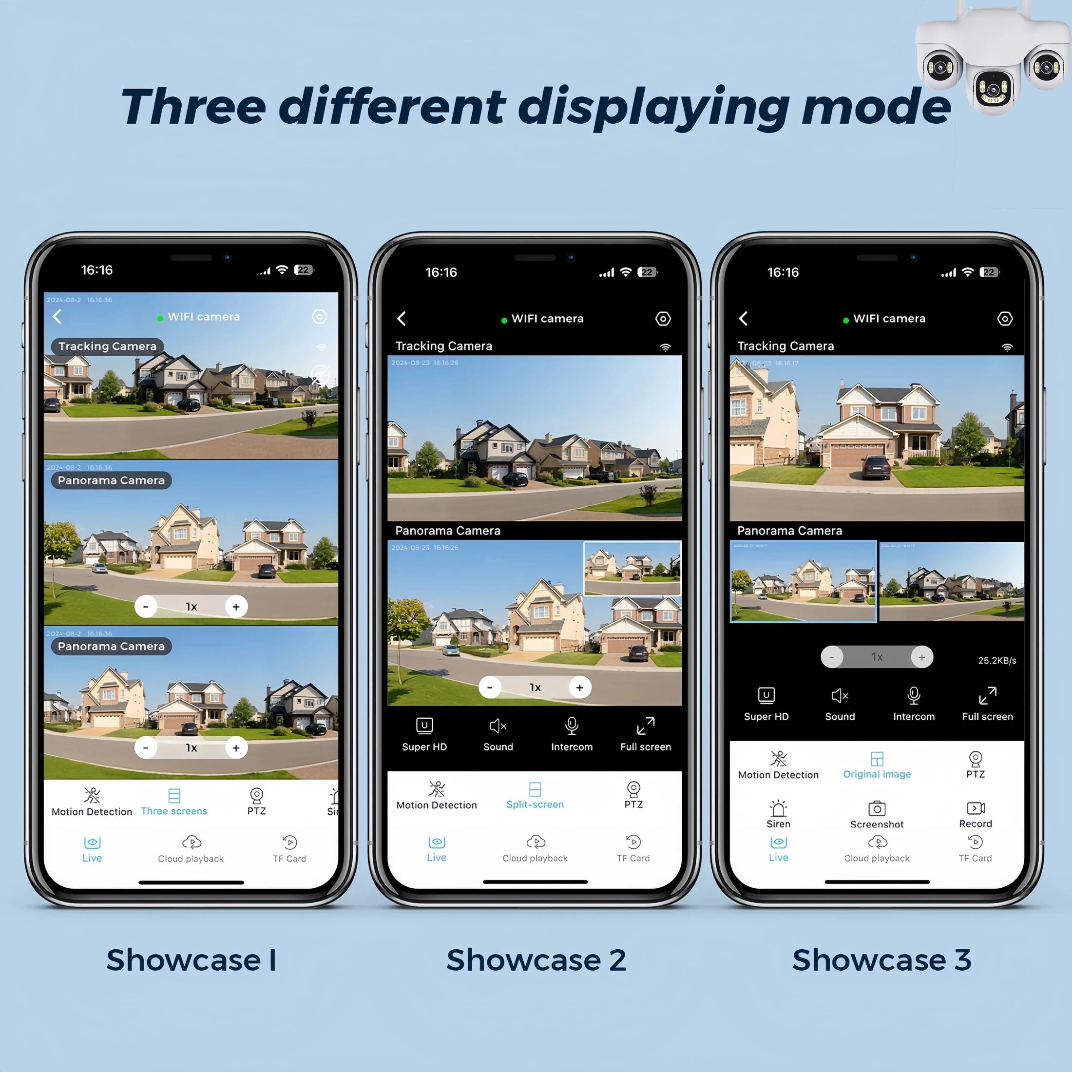 15MP WiFi Camera Outdoor HD Three Lens Three Screen PTZ IP Cam Human Auto Tracking Waterproof Smart Security Surveillance CCTV