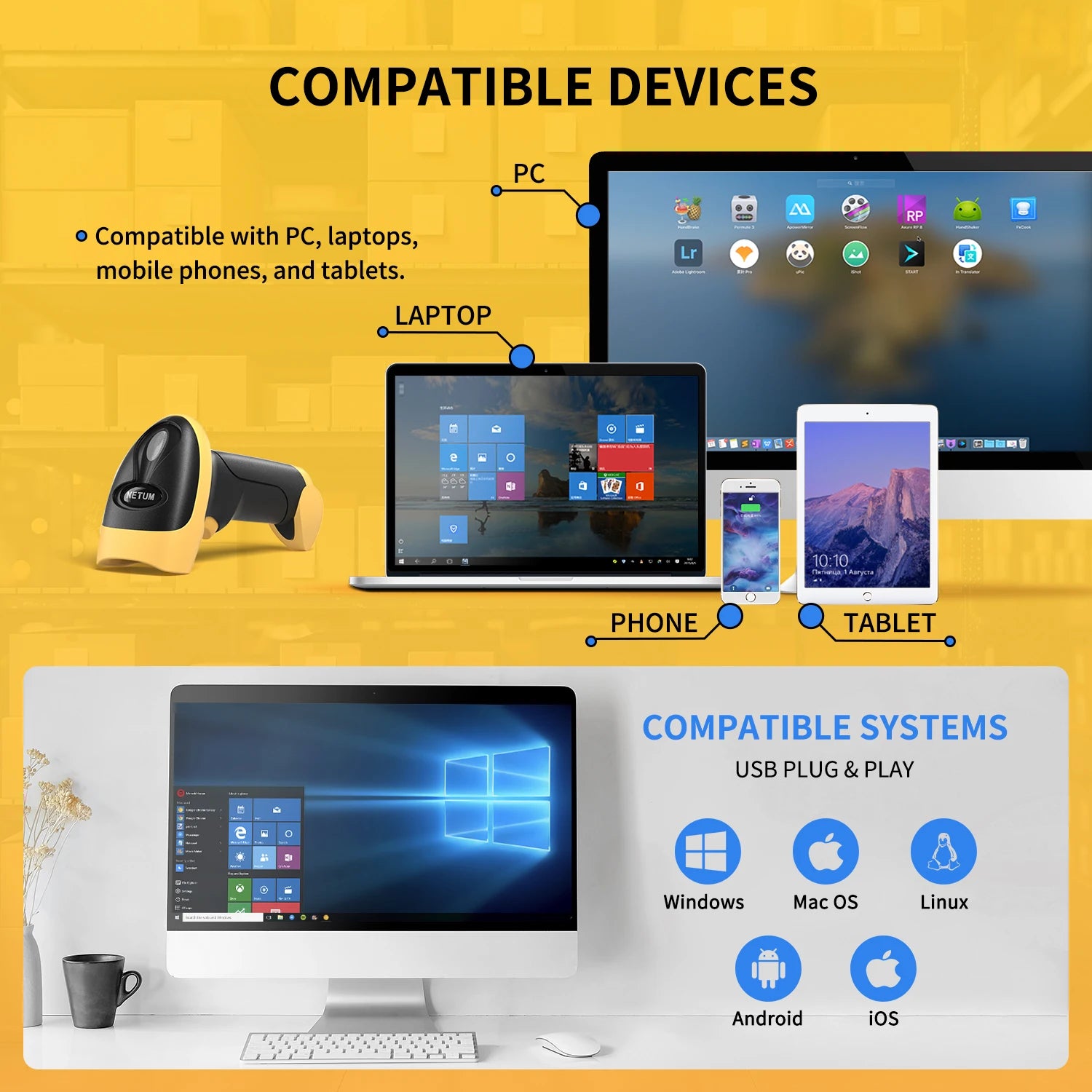 NETUM L8BL Bluetooth 2D Scanner L5 QR Reader &ndash; Fast Scan