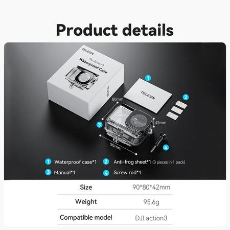TELESIN 45M Waterproof Case for DJI OSMO Action 3/4/5 Pro - Underwater Camera Housing For DJI Action 3 4 / CHINA