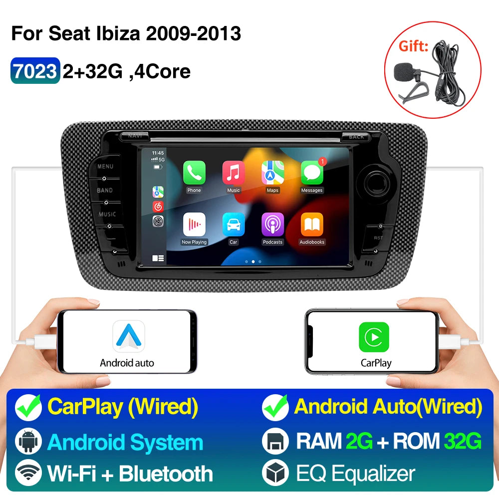 7inch Car Radio Android 13 Seat Ibiza- CarPlay Android Auto Wired CarPlay