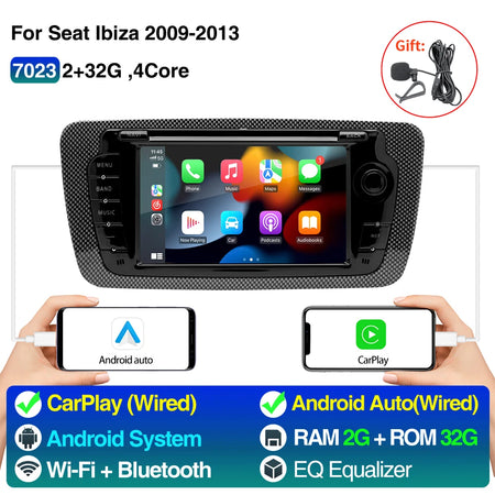 7Inch Car Radio Android 13 For Seat Ibiza &ndash; CarPlay GPS Wired CarPlay