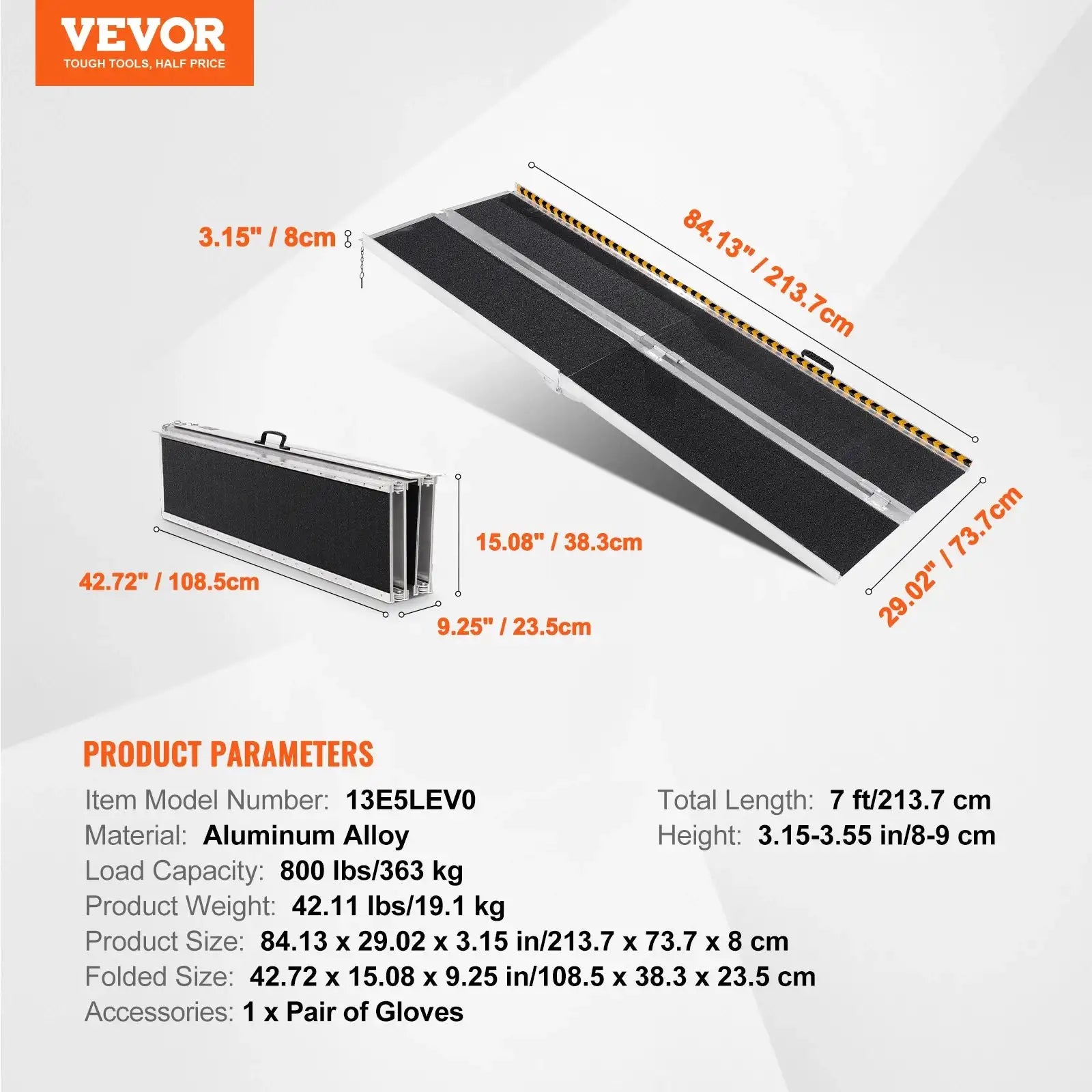 Portable Wheelchair Ramp - Non-Slip Design 84in / france