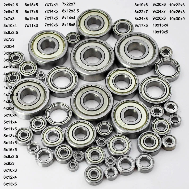 Miniature Bearings 2&ndash;10mm Set &ndash; Chrome Steel Greased
