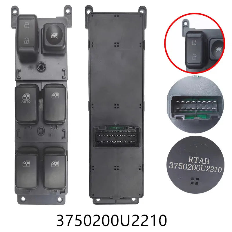 Power Window Switch & Door Lock Console for JAC T5 T8 SEI3 by InterCyprus Trading Ltd