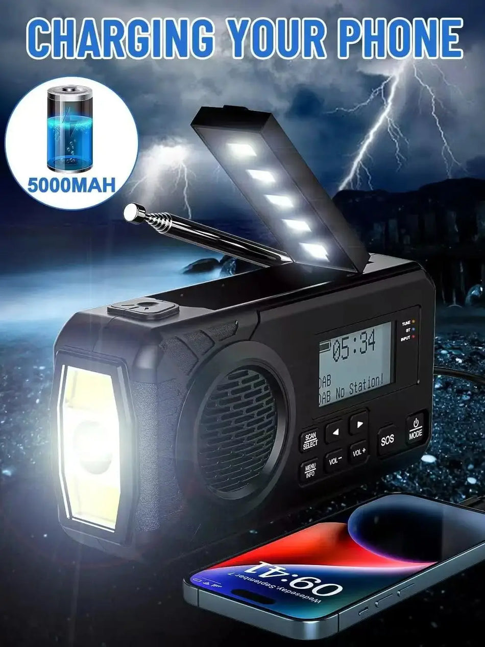 DAB Plus FM Digital Radio &ndash; Solar Emergency SOS Power Bank