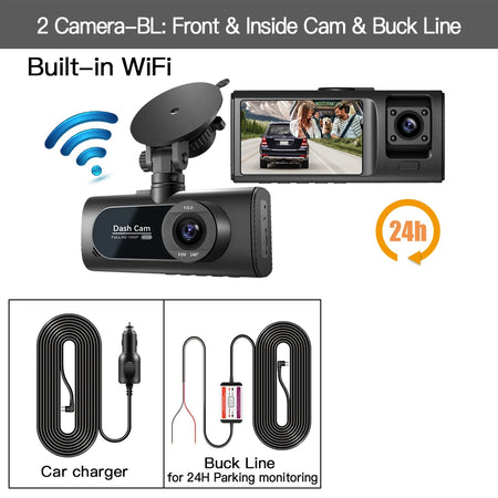 3 Channel WiFi Car DVR HD 1080P &ndash; Triple Lens Full Coverage Recording WiFi-2 Camera-BL / None