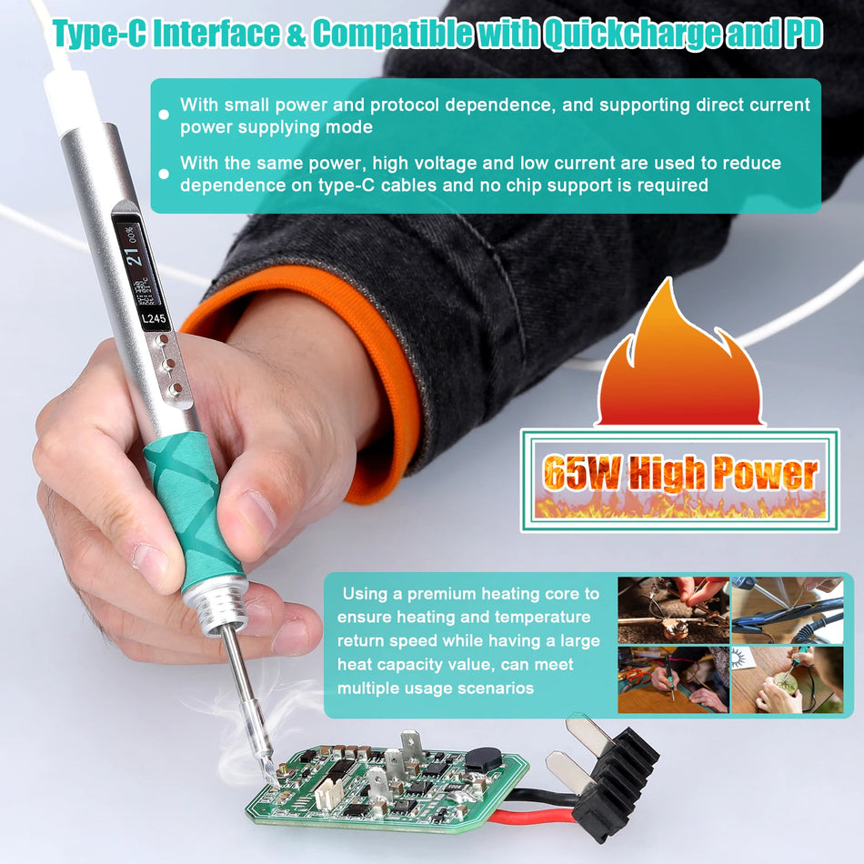 Smart 65W Typ C Lödkolvstation Med Dubbel Effekt