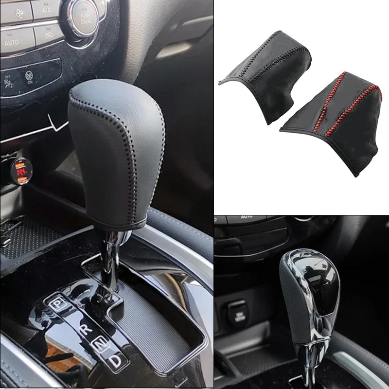 Nissan X-Trail Leather Gear Shift Knob Cover, Sewn Fit for Qashqai J11