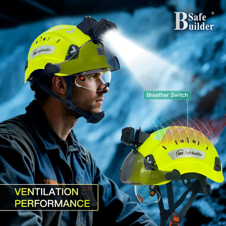 CR06 Safety Helmet With Visor Headlamp &ndash; Rechargeable Light