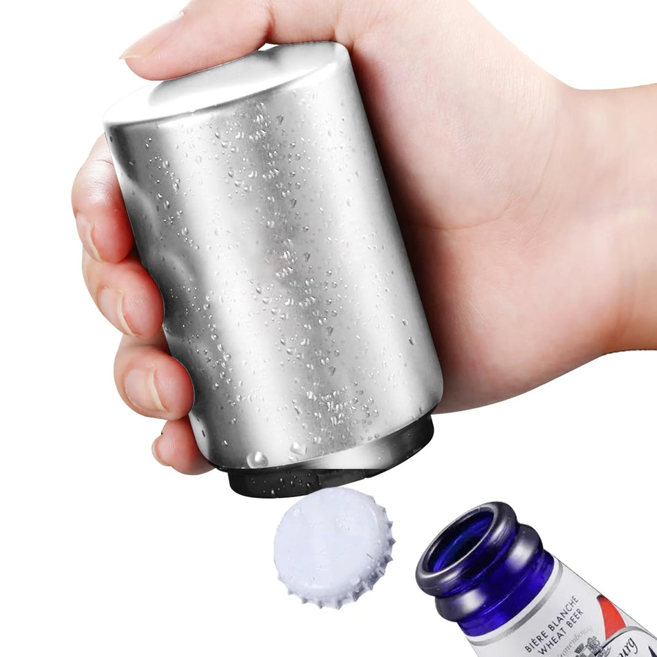 Automatic Beer Bottle Opener | Stainless Steel, Magnet, Push Down