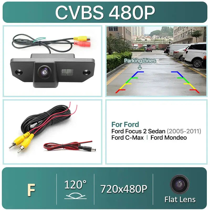AHD 1080P Dynamic Trajectory Line Car License Plate Light Rear View Camera For Ford Focus 2 Sedan 2005-2011 C-Max by InterCyprus Trading Ltd