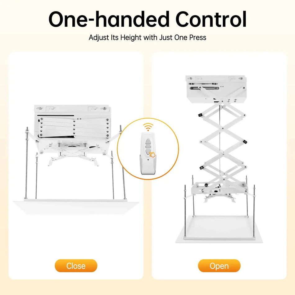 Projector Lift Ceiling Mount &ndash; 22lb Capacity, 24W Remote