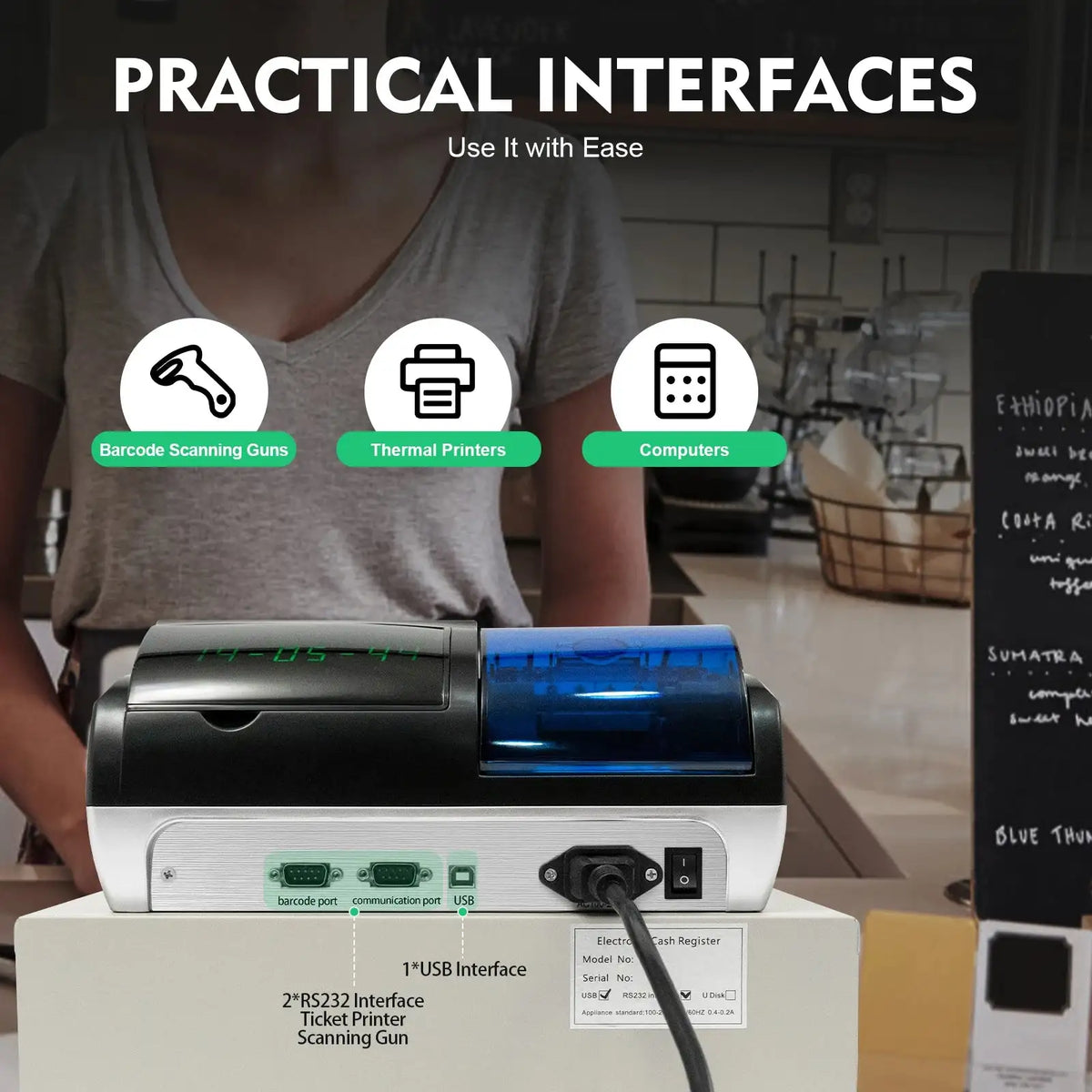 Electronic Cash Register 48keys LED - Dual Screen Display