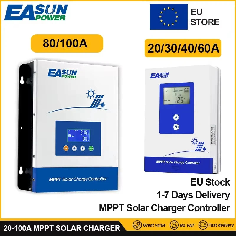 Easun Power MPPT Ηλιακός Ελεγκτής Φόρτισης 12-48V, 20-60A για Μπαταρίες LiFePO4, IP21 CE