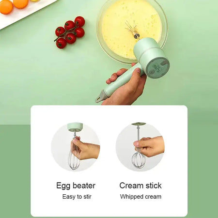 USB 2 In 1 Electric Milk Frother And Chopper Whisk 3 Speed