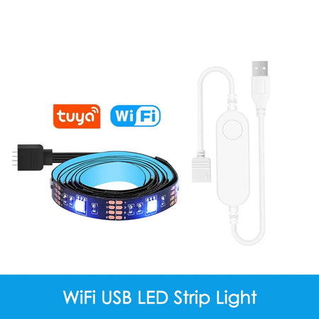 Smart Tuya Zigbee Led Strip Light Wifi USB TV Led Backlight Tape RGB Lights Works with Alexa /Zigbee Hub/Google /Smartthings WiFi USB Strip / 5 Meter Kit