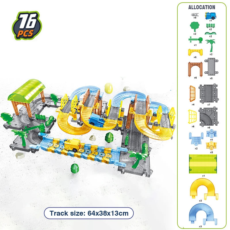 Large Railway Track Play Set &ndash; Educational DIY Assembly 76PCS