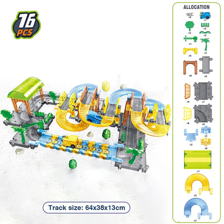 Large Railway Track Play Set &ndash; Educational DIY Assembly 76PCS
