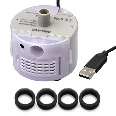 SMA-800 USB Interface Round Water Pump &ndash; USB Powered Durable Stainless Steel Pet Water Dispenser