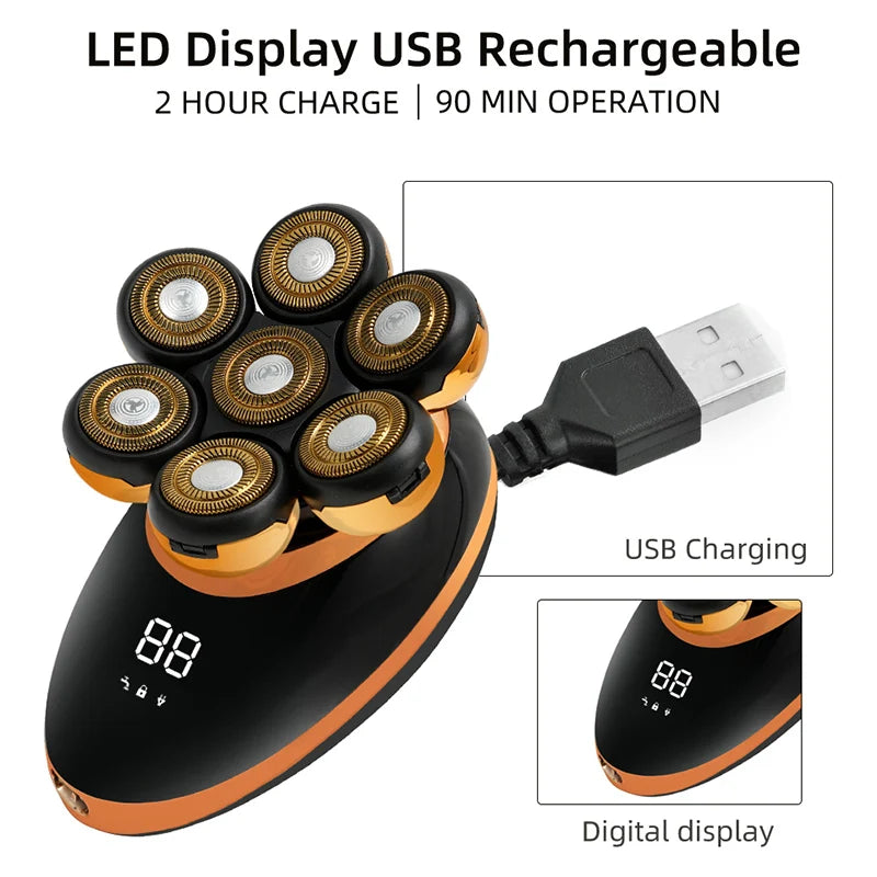 Mubittu 7D Floating Electric Shaver - Rechargeable Wet/Dry Beard Trimmer