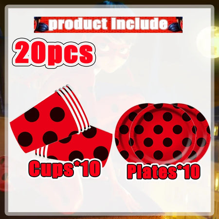 Ladybug Birthday Party Supplies Set bp-20pcs / CHINA