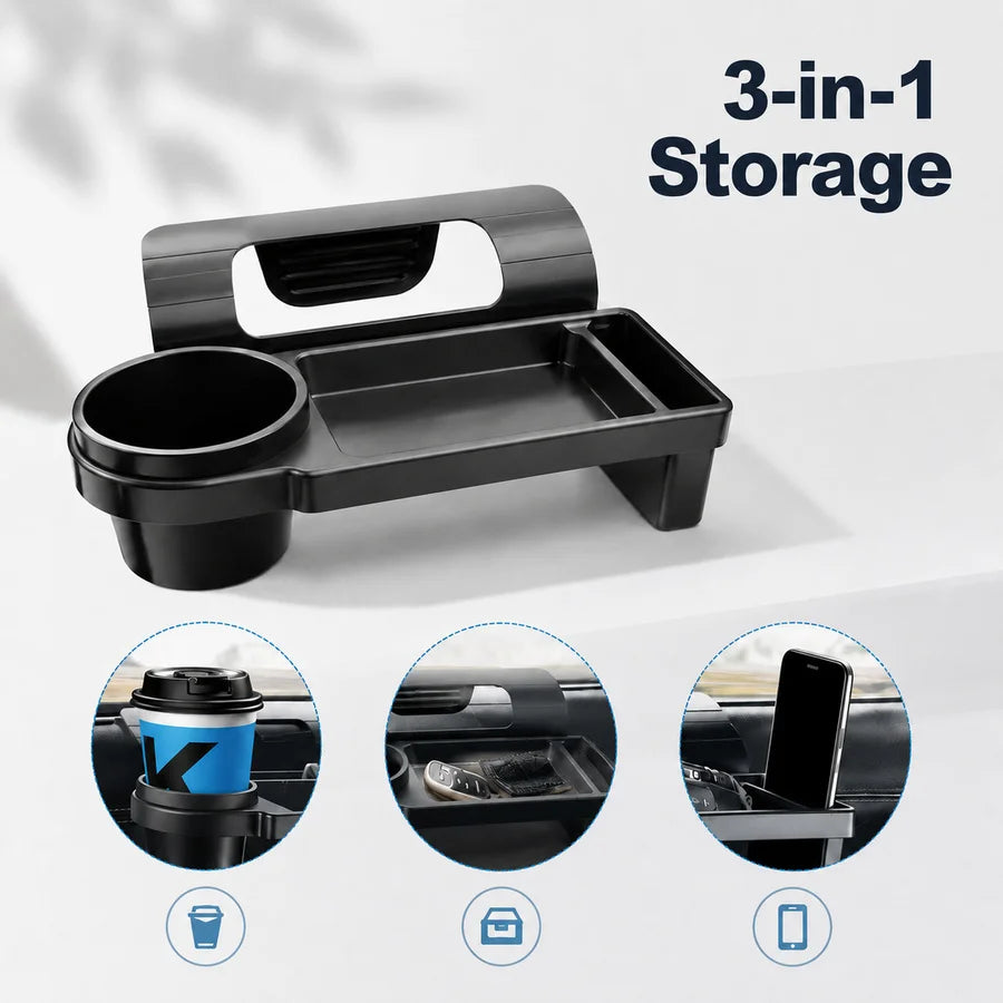 Car Window Slot Organizer With Cup Holder And Phone Storage Rack