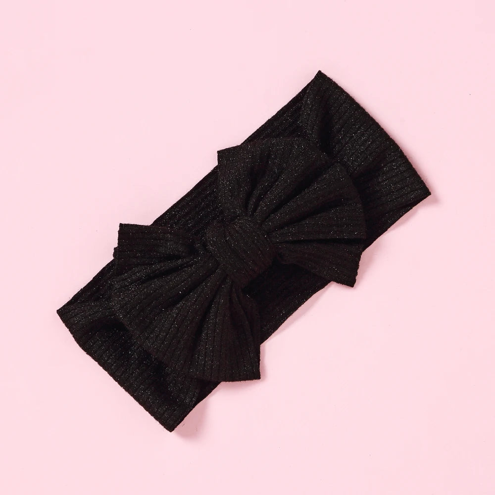 A&amp;A Knit Bow Baby Headbands - Soft Nylon Hair Accessories for Girls (21 Colours)