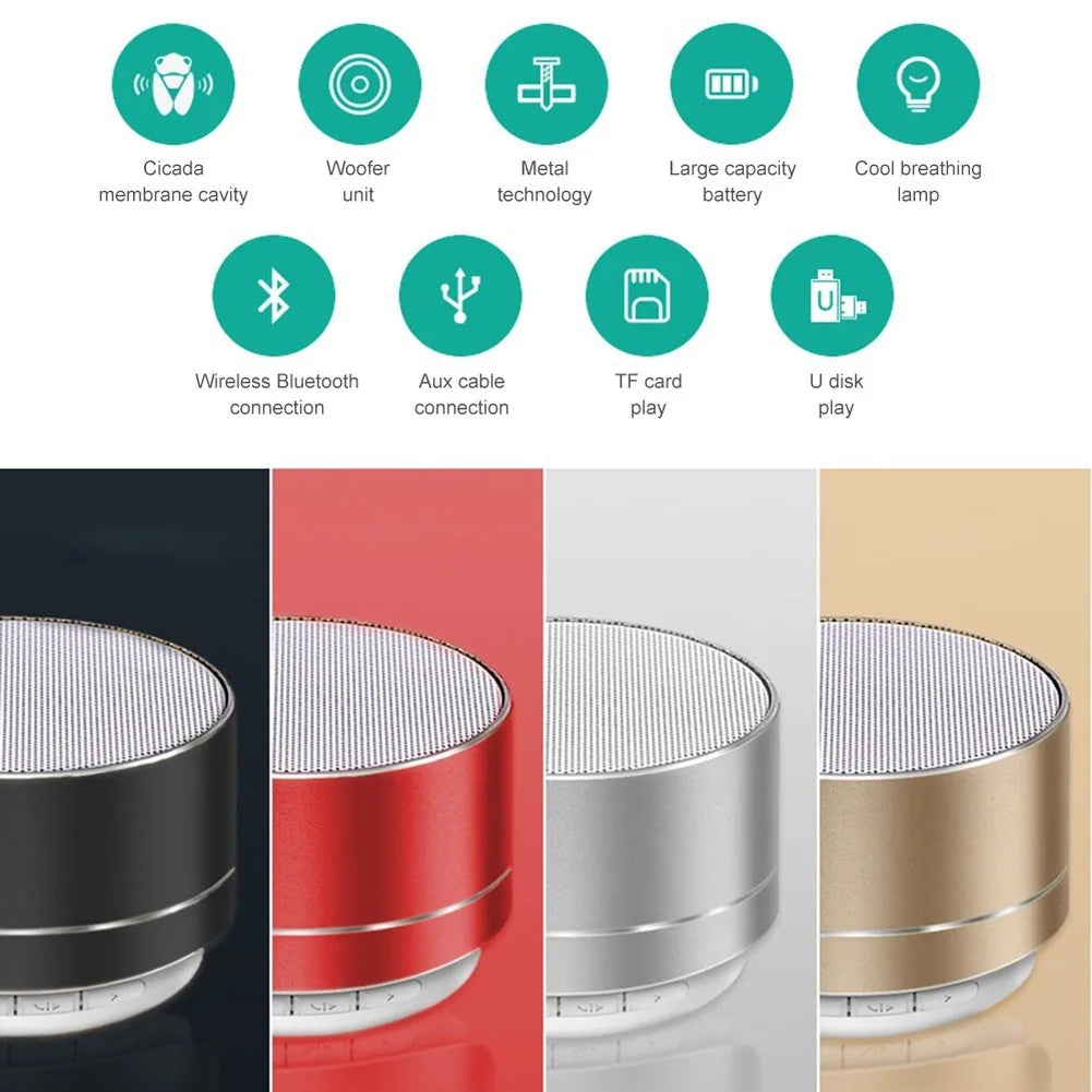 A10 Mini Portable Bluetooth Speaker - Compact Wireless Subwoofer for Outdoor and Home Use