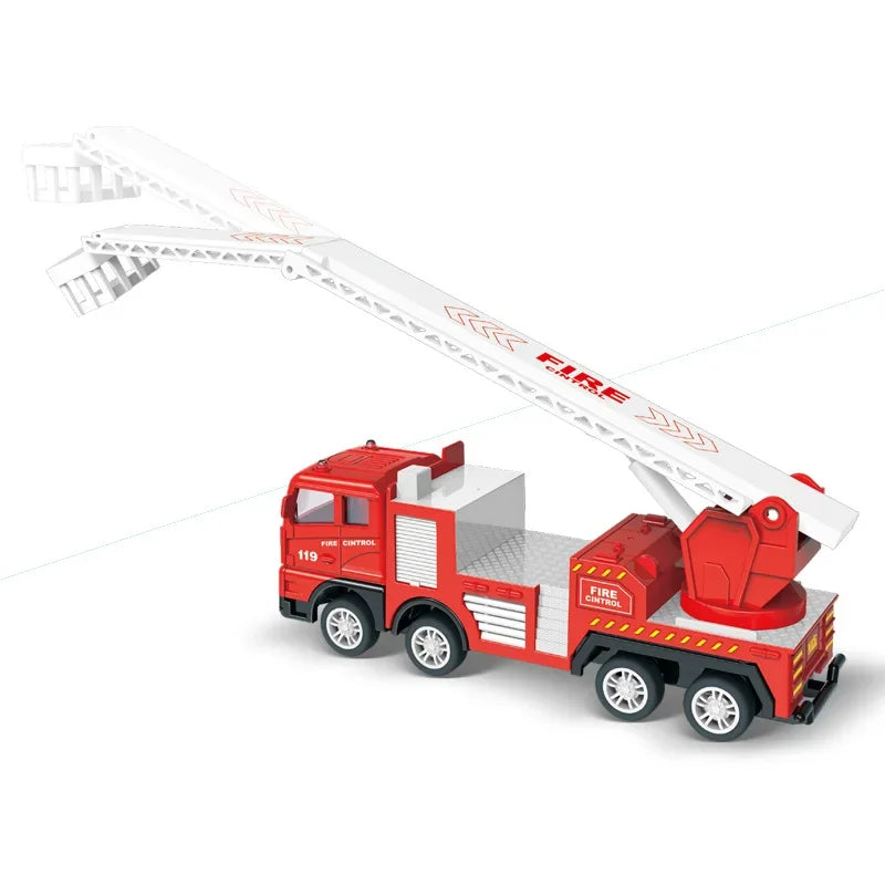 Inertia Fire Truck Toy &ndash; Realistic Pull Back Ladder Action A